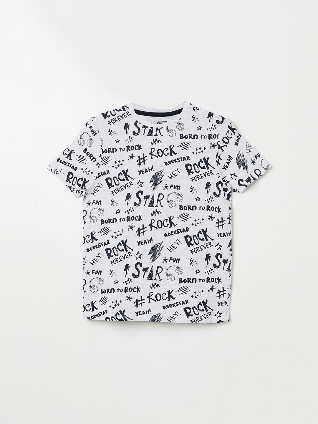 

Fame Forever by Lifestyle Boys Grey & Black Typography Printed Pure Cotton T-shirt