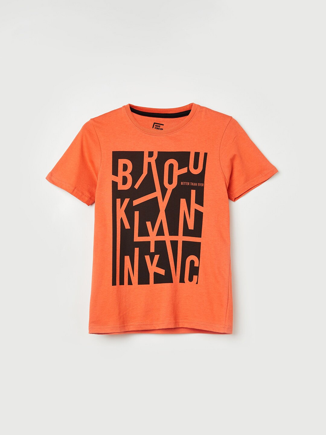 

Fame Forever by Lifestyle Boys Coral Typography Printed Pure Cotton T-shirt