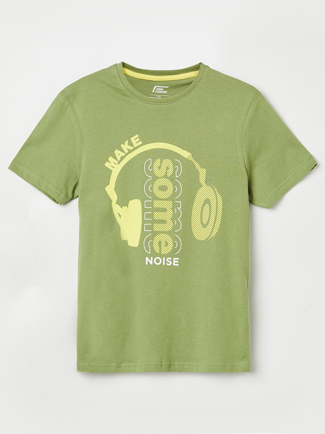 

Fame Forever by Lifestyle Boys Olive Green Printed Pure Cotton T-shirt