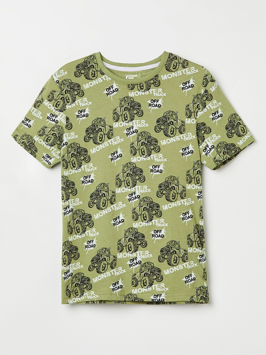 

Fame Forever by Lifestyle Boys Olive Green Printed Pure Cotton T-shirt
