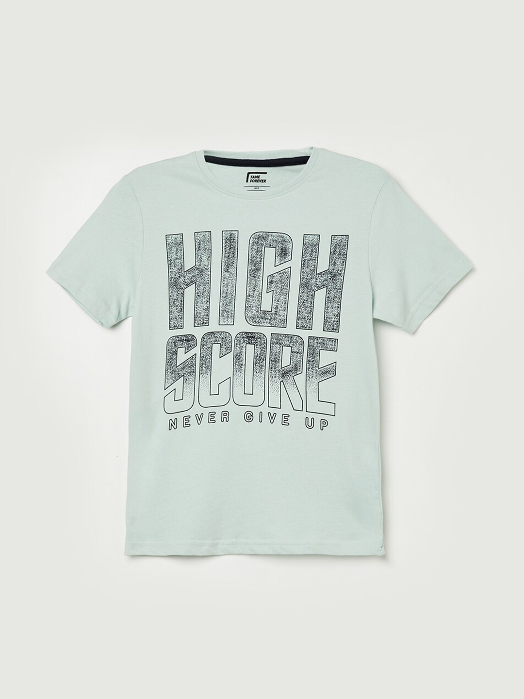 

Fame Forever by Lifestyle Boys Green Typography Printed Pure Cotton T-shirt