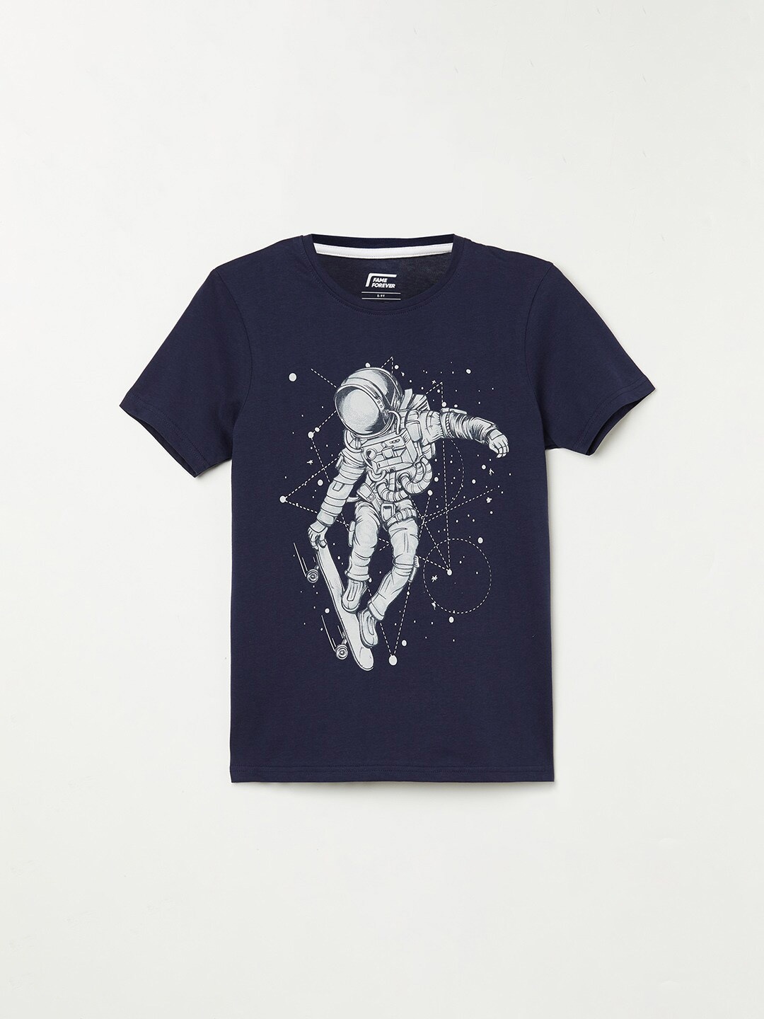 

Fame Forever by Lifestyle Boys Navy Blue Printed Pure Cotton T-shirt