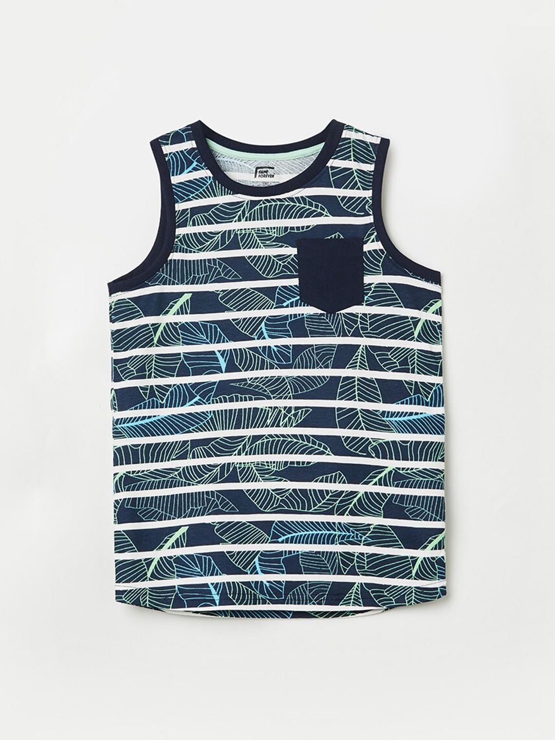 

Fame Forever by Lifestyle Boys Navy Blue Striped Pure Cotton T-shirt