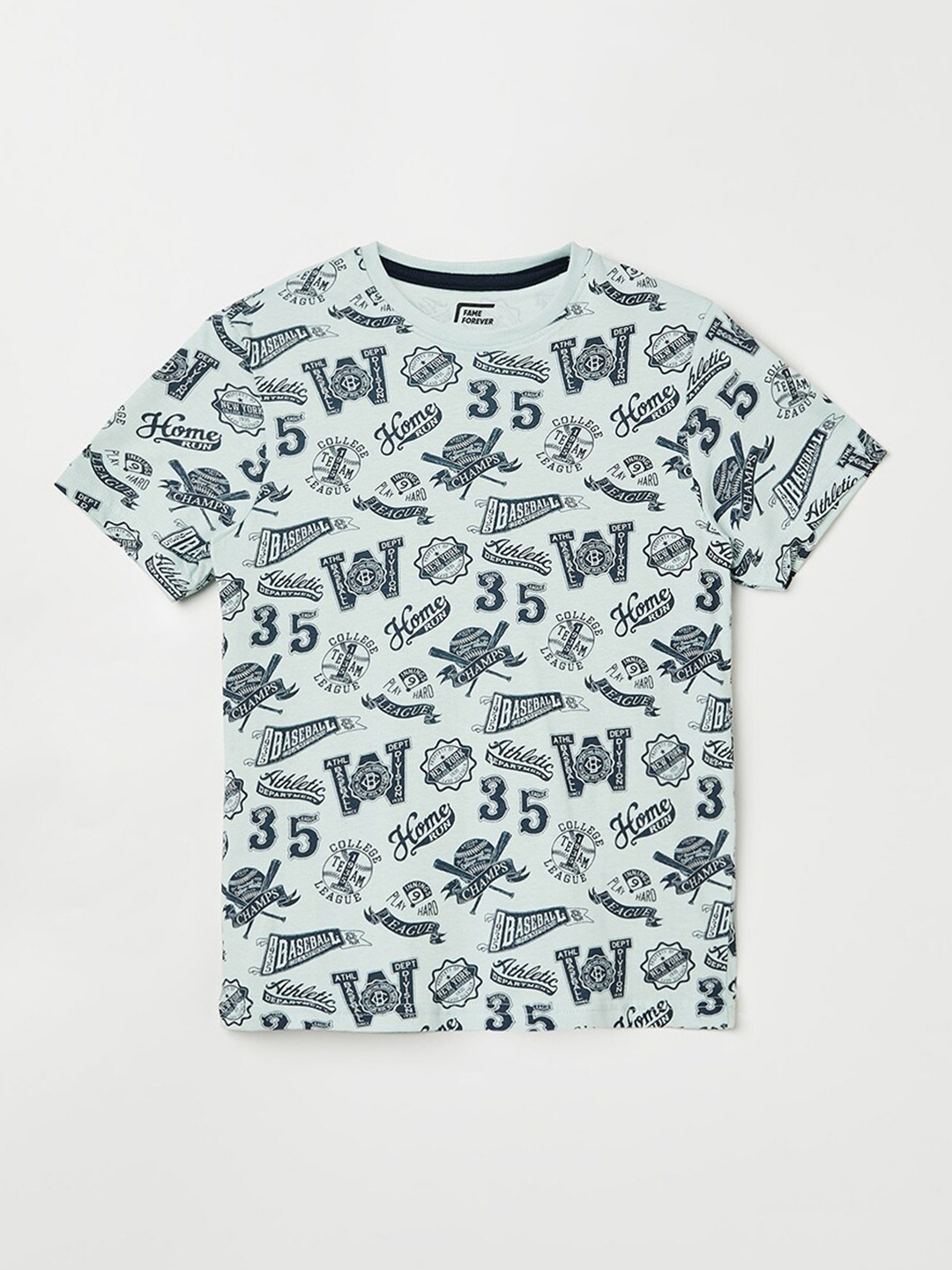 

Fame Forever by Lifestyle Boys Green Typography Printed Pure Cotton T-shirt