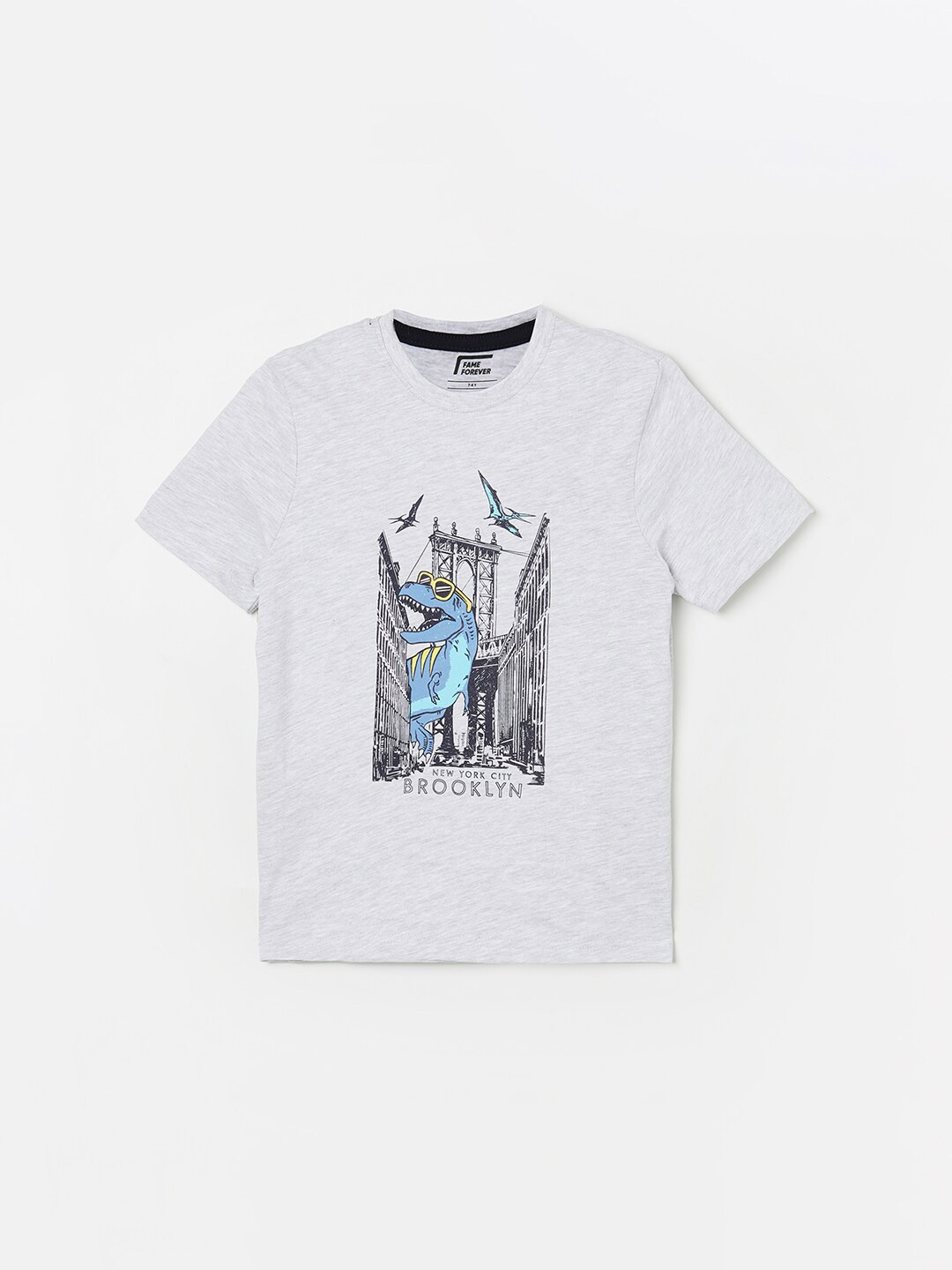 

Fame Forever by Lifestyle Boys Grey Printed Cotton T-shirt