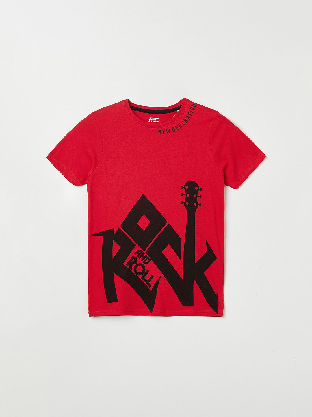 

Fame Forever by Lifestyle Boys Red Typography Printed Pure Cotton T-shirt