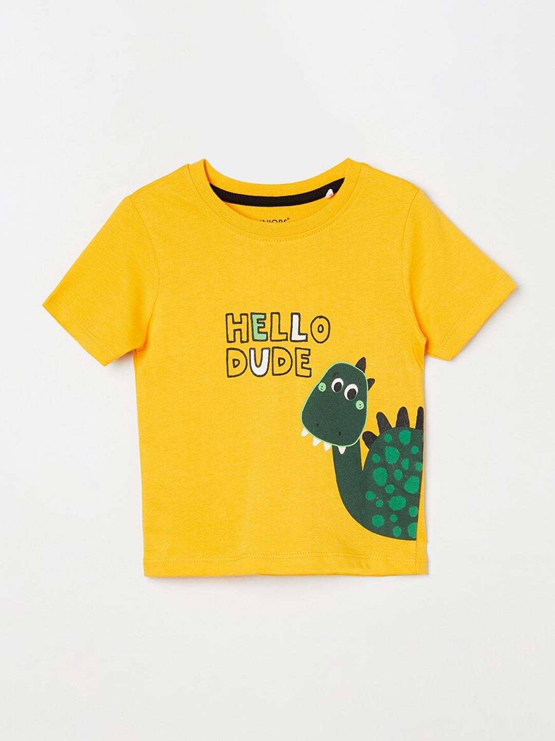 

Juniors by Lifestyle Boys Yellow Printed Pure Cotton T-shirt