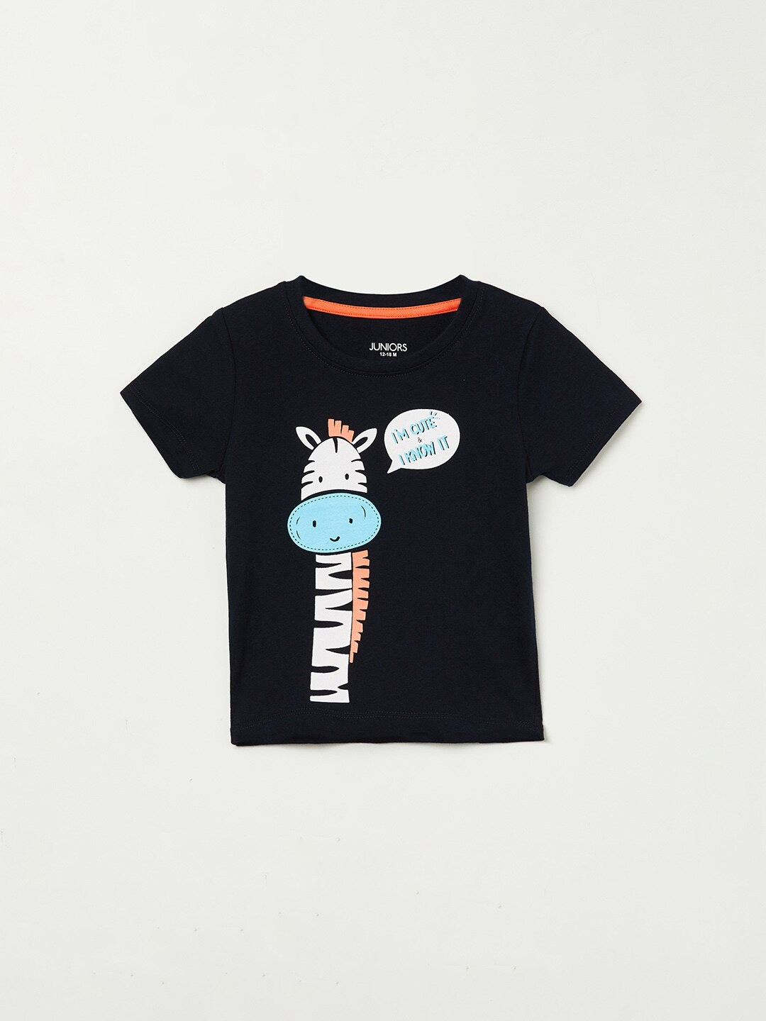 

Juniors by Lifestyle Boys Navy Blue Printed Pure Cotton T-shirt
