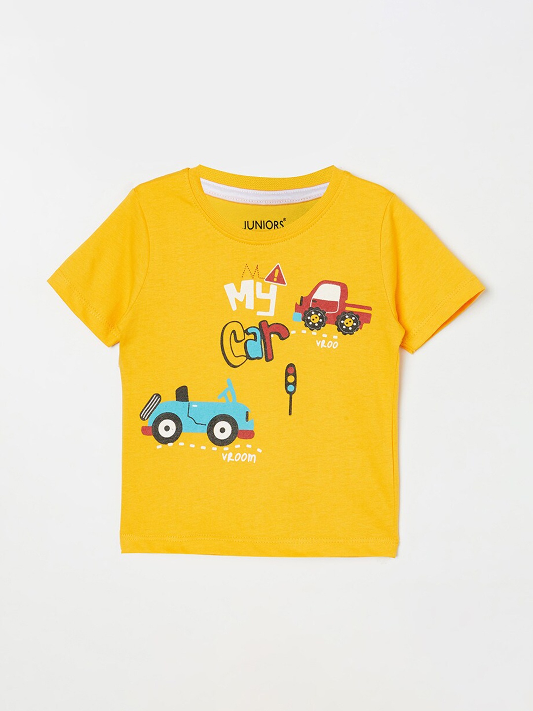 

Juniors by Lifestyle Boys Yellow Printed Pure Cotton T-shirt