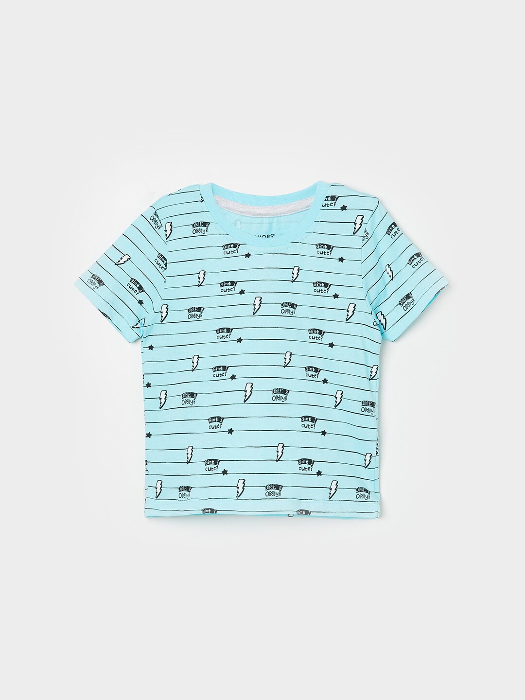 

Juniors by Lifestyle Boys Blue & Black Printed Pure Cotton T-shirt