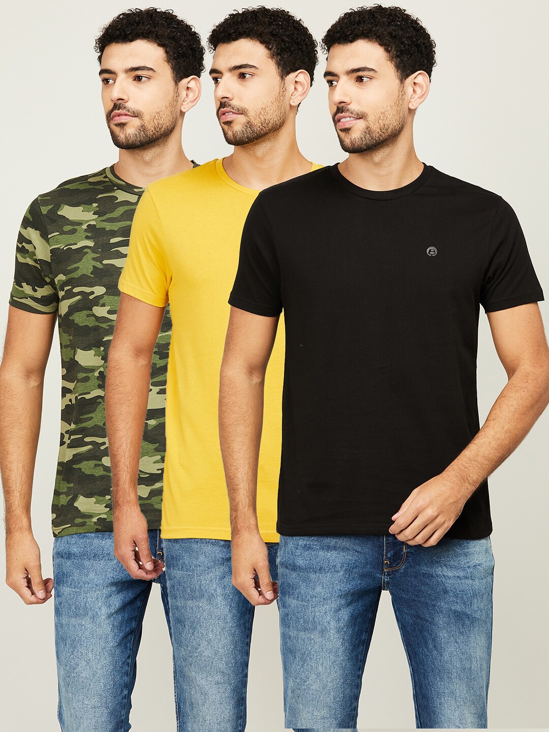 

Bossini Men Pack Of 3 Slim Fit Cotton T-shirt, Black