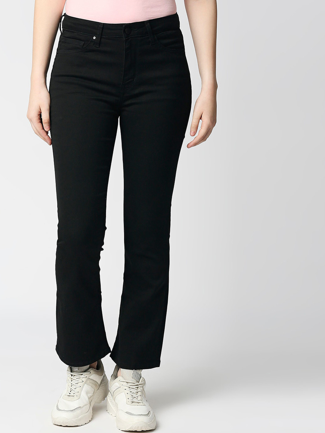 

SPYKAR Women Black Flared High-Rise Jeans