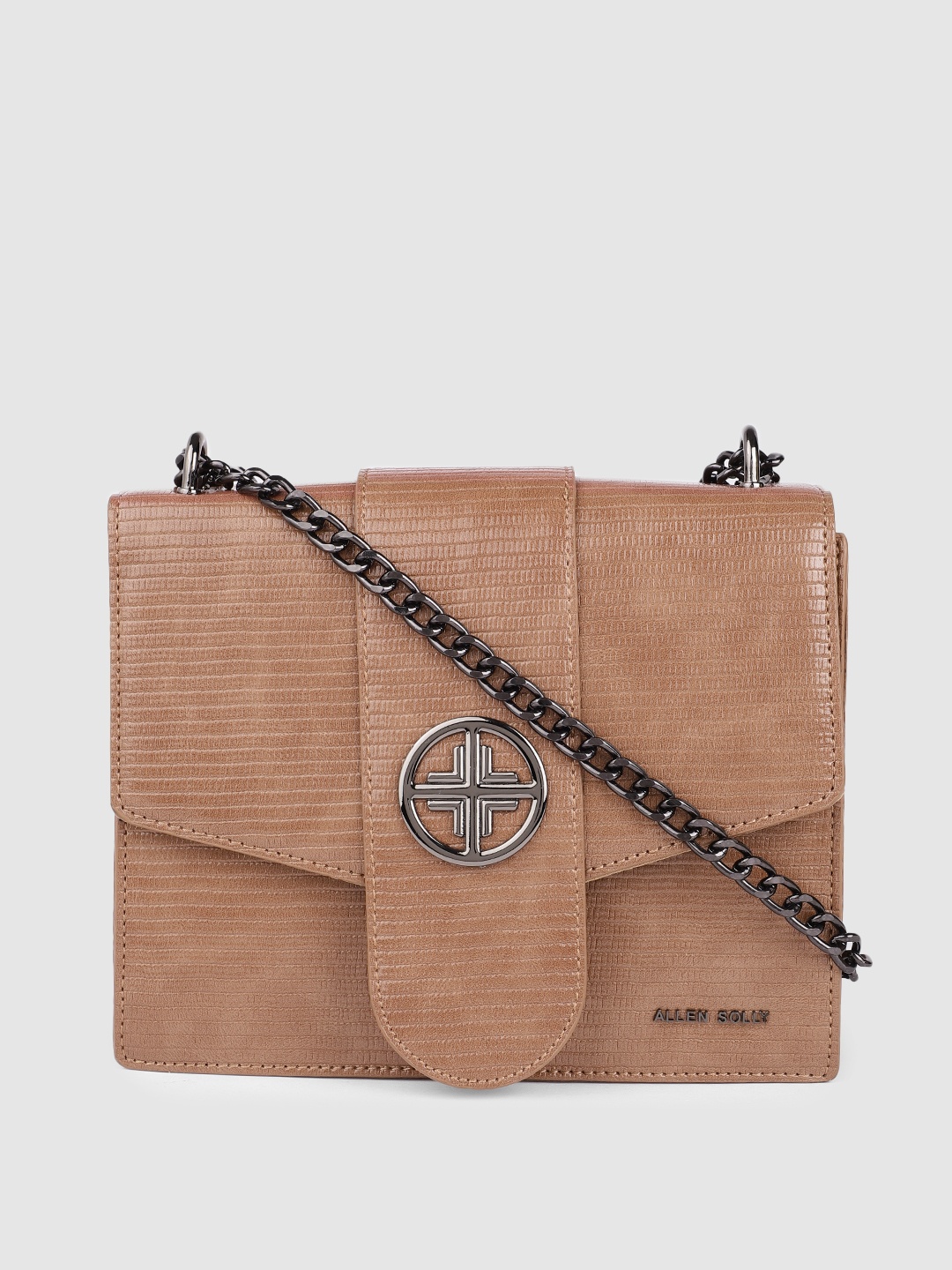 

Allen Solly Camel Brown Textured PU Structured Sling Bag