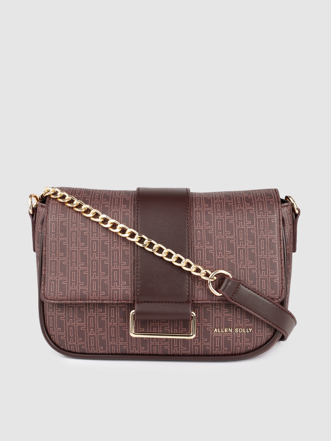 

Allen Solly Coffee Brown Printed PU Structured Sling Bag