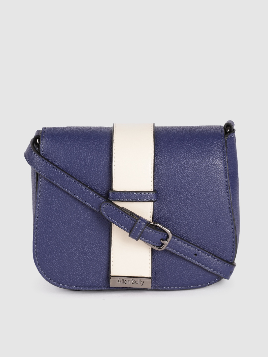 

Allen Solly Blue Solid PU Regular Structured Sling Bag with Strap Detail