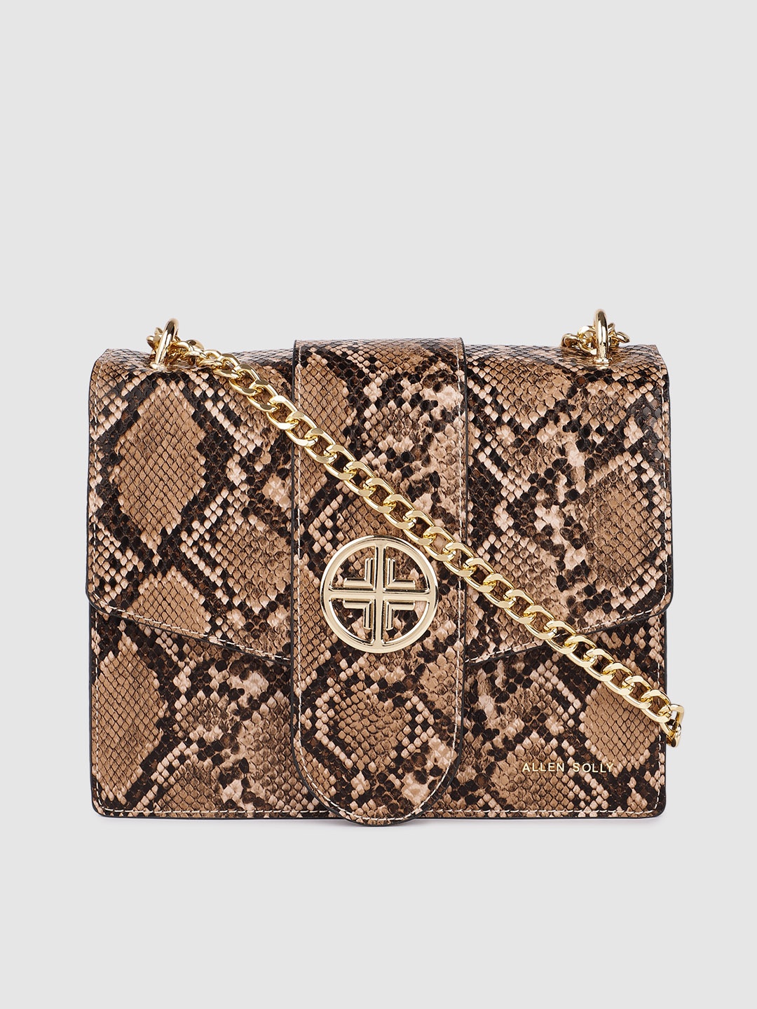 

Allen Solly Brown Animal Printed PU Structured Sling Bag