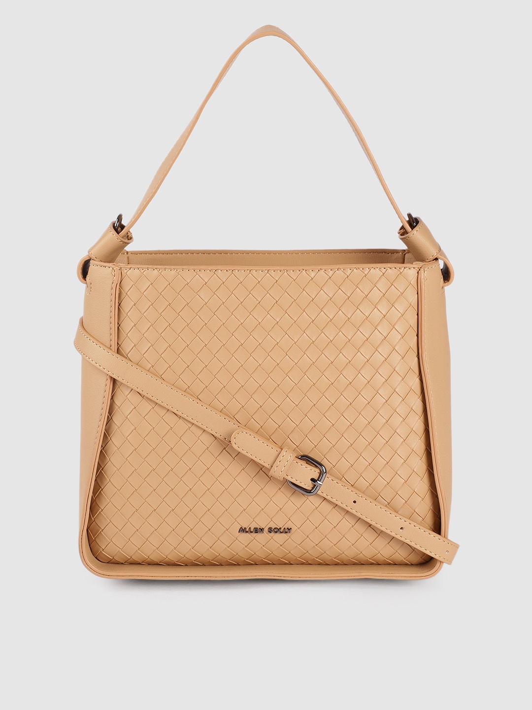 

Allen Solly Beige Textured PU Regular Structured Hobo Bag