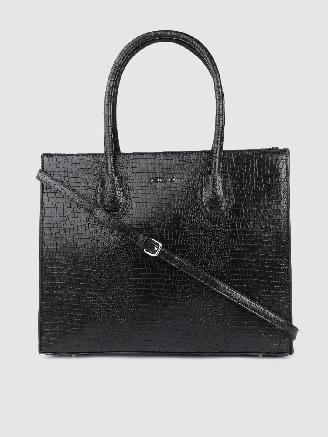 

Allen Solly Black Animal Textured PU Structured Handheld Bag