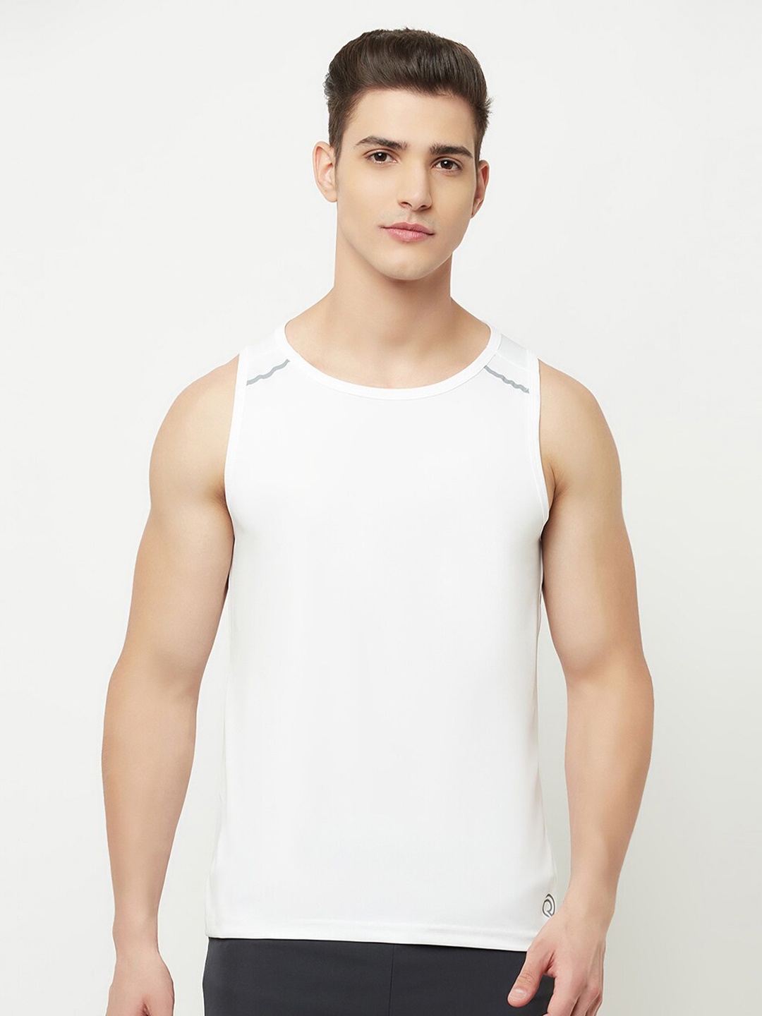 

Truerevo Men White Sleeveless T-shirt