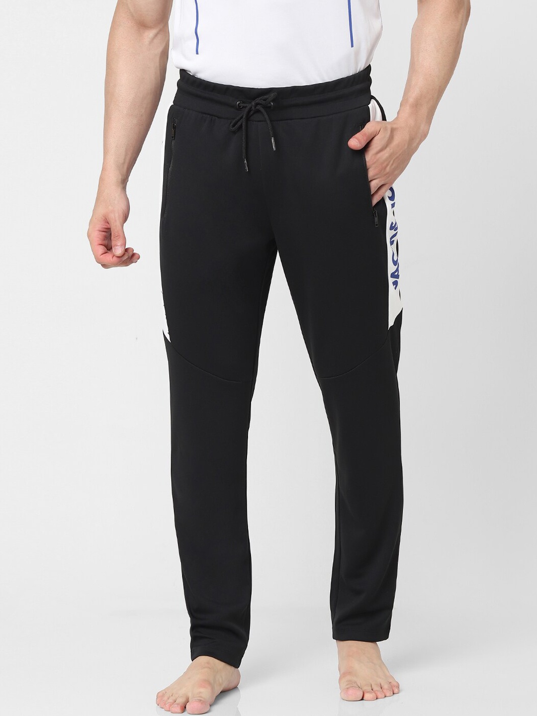 

Jack & Jones Men Regular-Fit Solid Black Track Pants