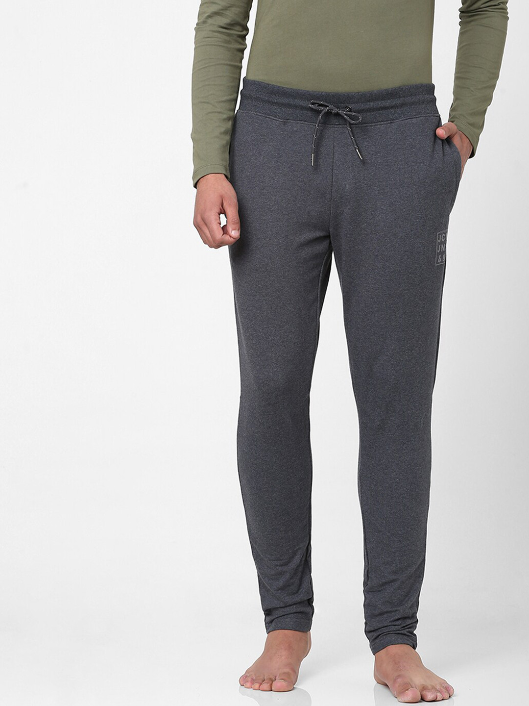 

Jack & Jones Men Grey Solid Track Pants