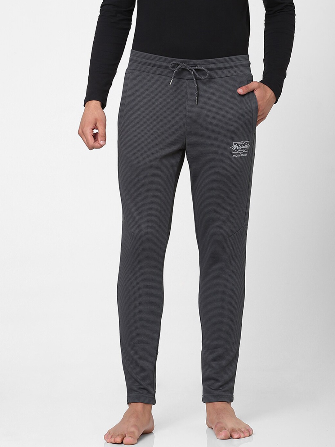 

Jack & Jones Men Grey Solid Track Pants