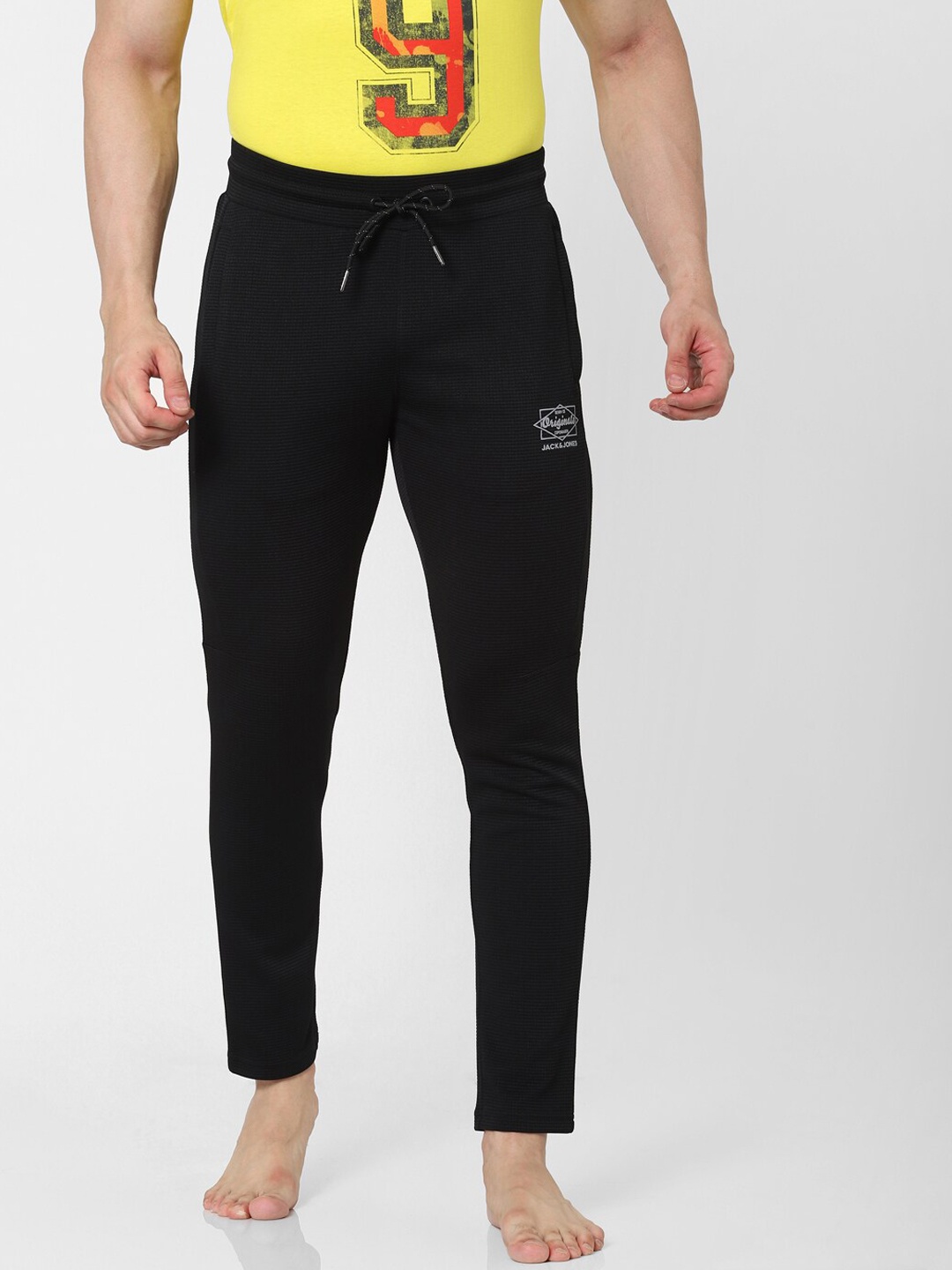 

Jack & Jones Men Black Solid Track Pants