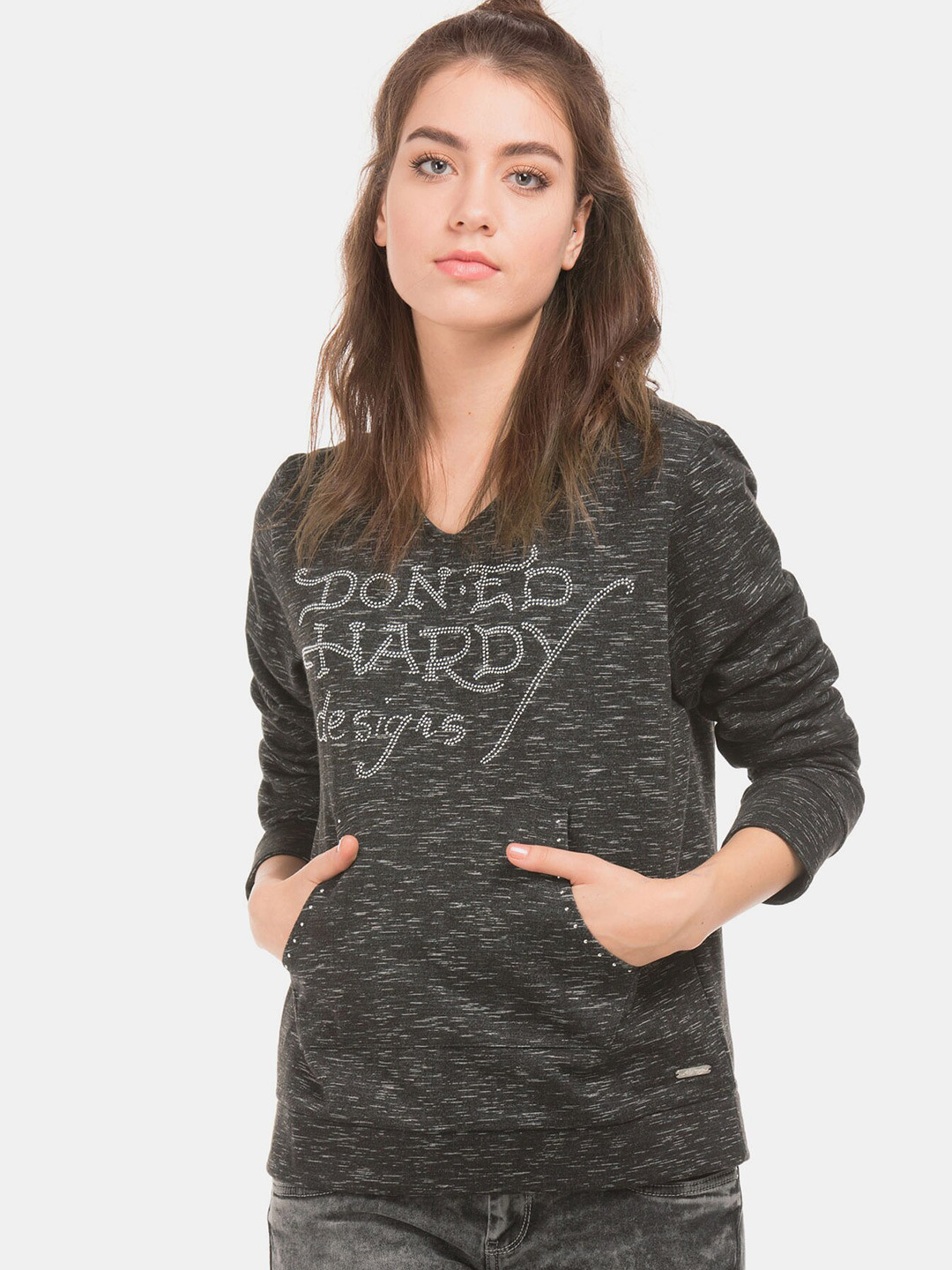 

Ed Hardy Women Grey Printed Regular Fit Sweatshirt