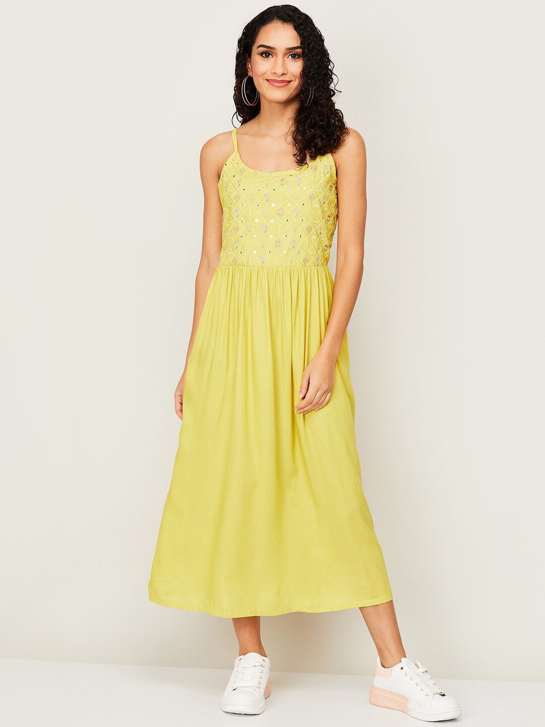 

Colour Me by Melange Yellow Ethnic Midi Dress
