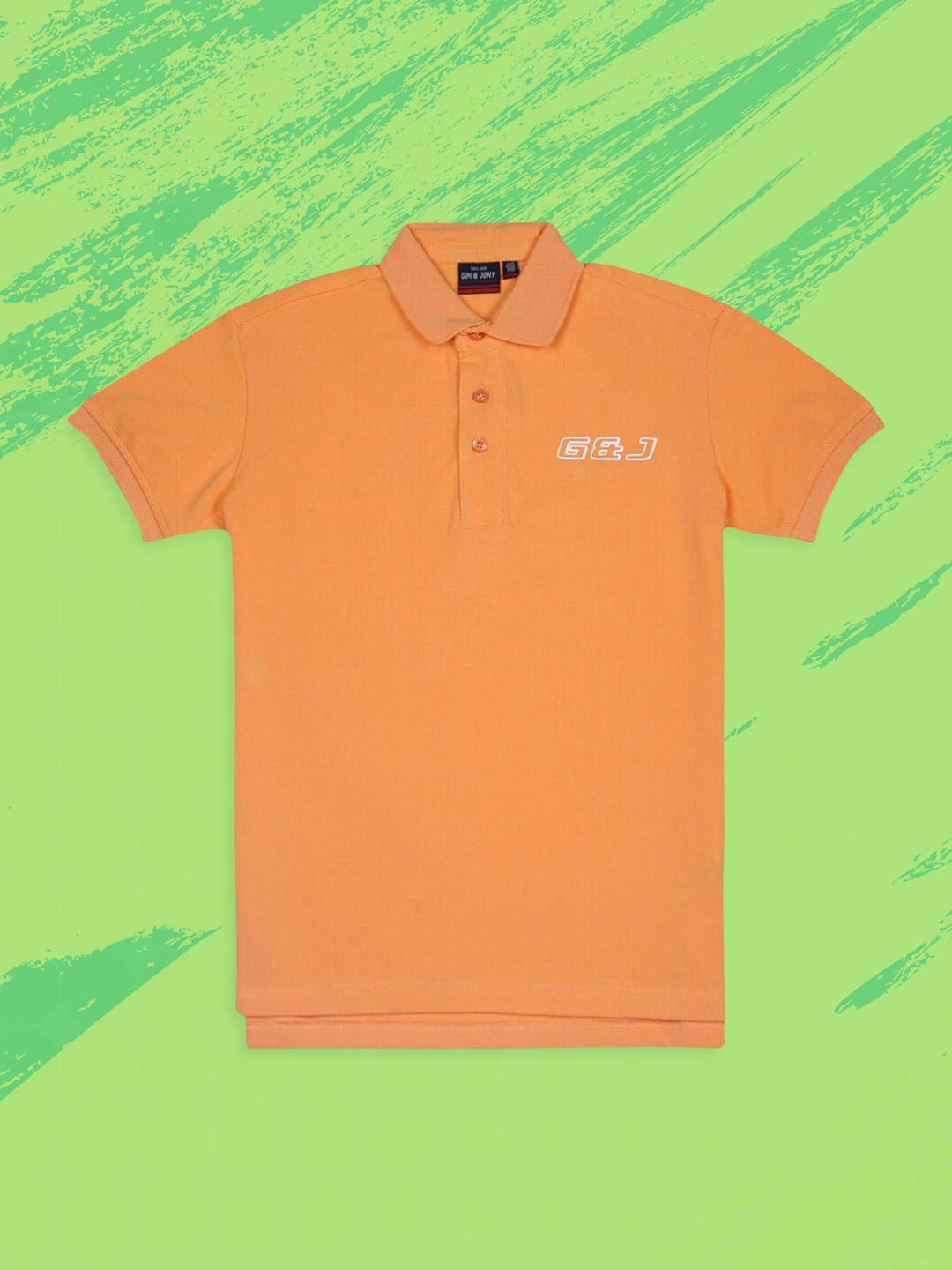 

Gini and Jony Boys Orange Polo Collar Cotton T-shirt