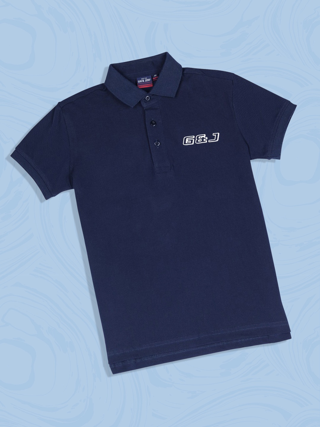 

Gini and Jony Boys Navy Blue Polo Collar Cotton T-shirt