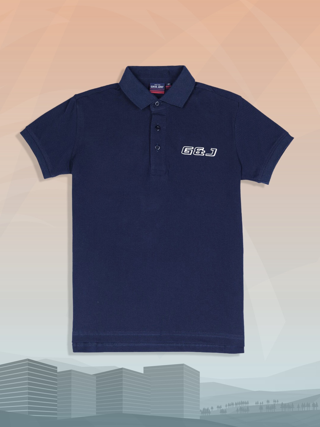 

Gini and Jony Boys Navy Blue Polo Collar Machine Wash T-shirt
