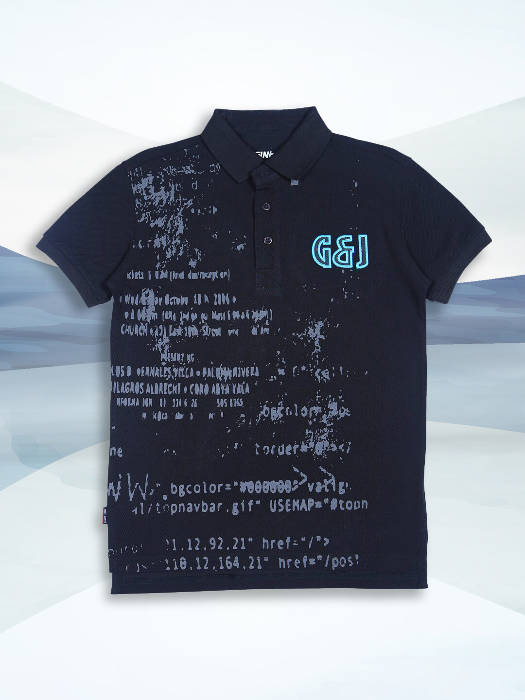

Gini and Jony Boys Black Typography Printed Polo Collar T-shirt