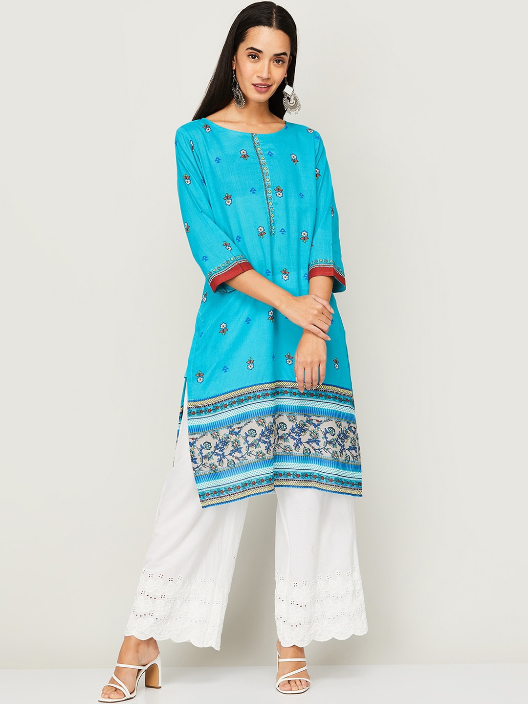 

Melange by Lifestyle Women Blue Floral Printed Kurta