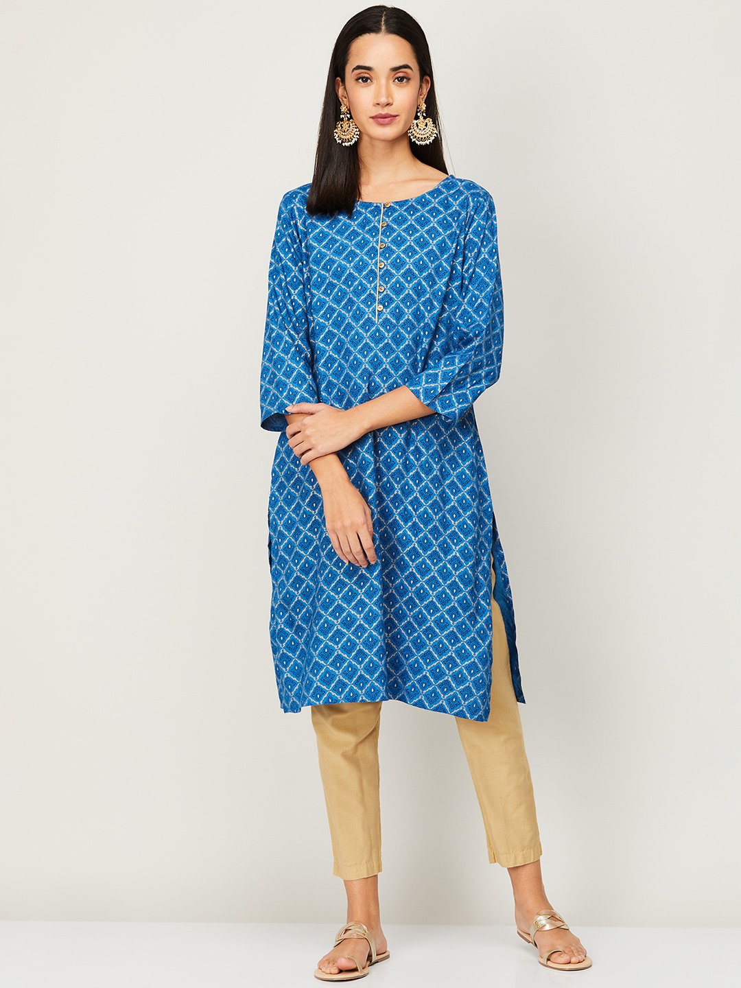 

Melange by Lifestyle Women Blue Ethnic Motifs Printed Kurta