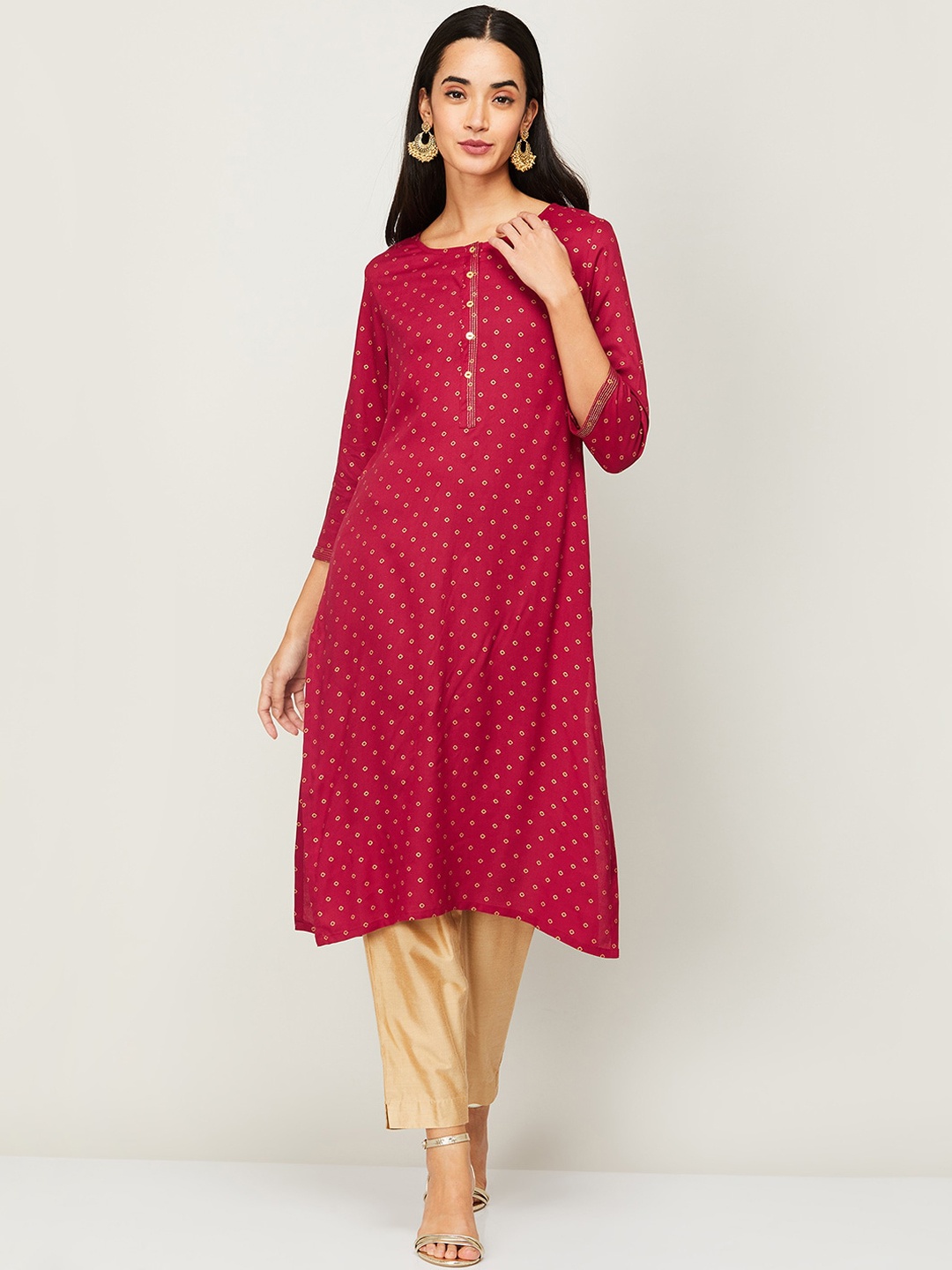 

Melange by Lifestyle Women Red Geometric Print Kurta