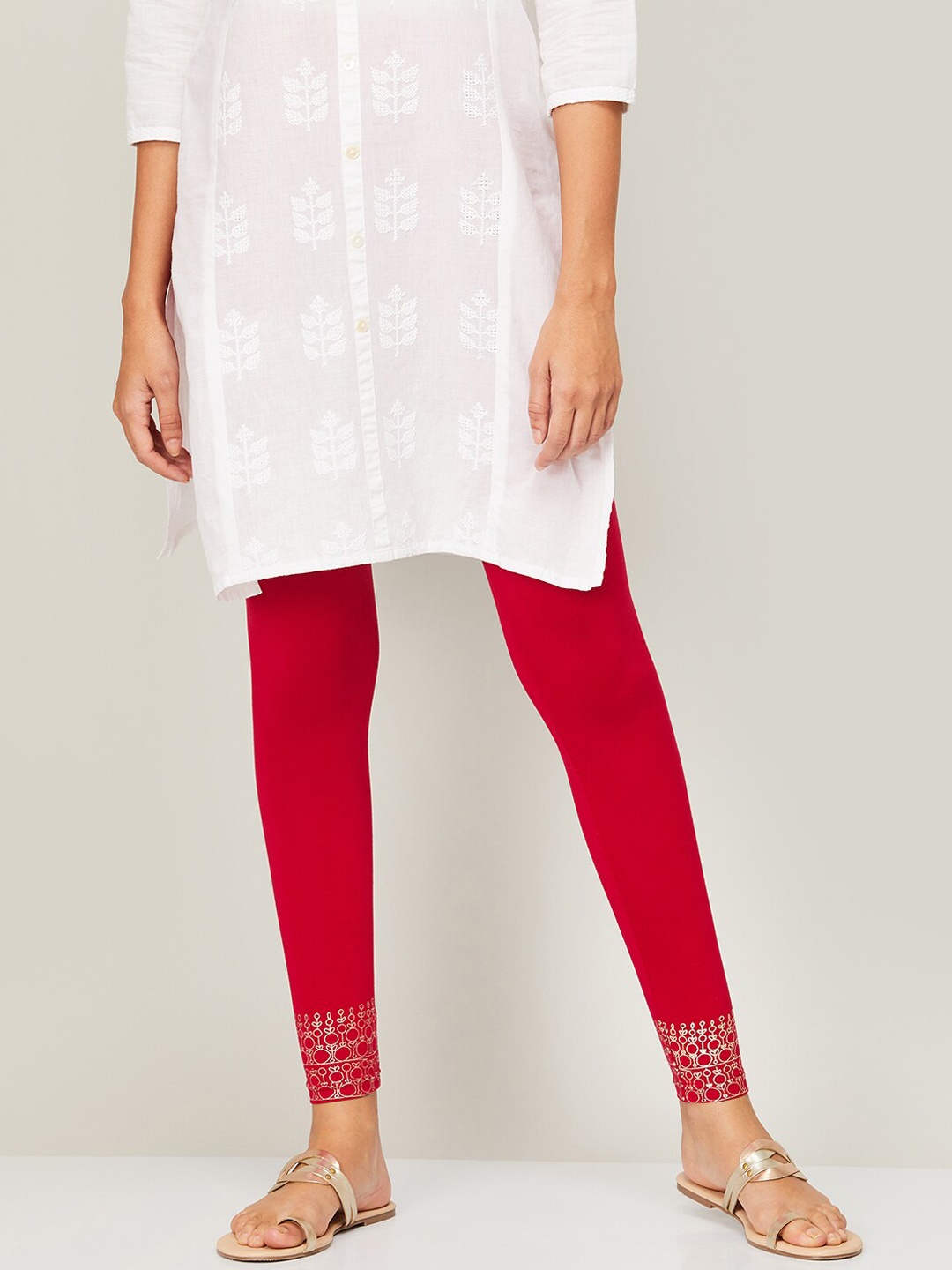 

Melange by Lifestyle Women Fuchsia Pink Printed Ankle-Length Leggings