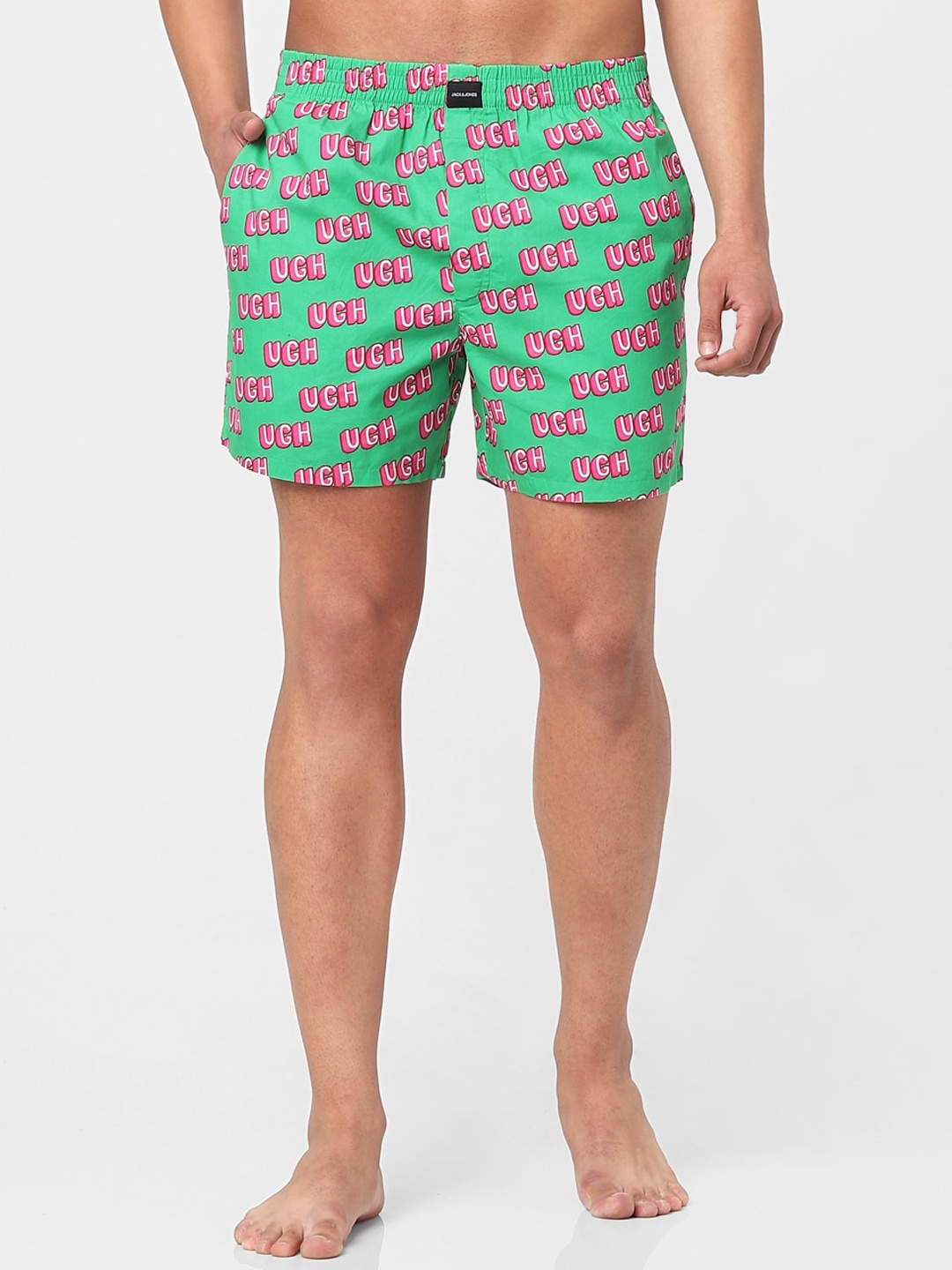 

Jack & Jones Men Green & Pink Printed Boxers 2791619004