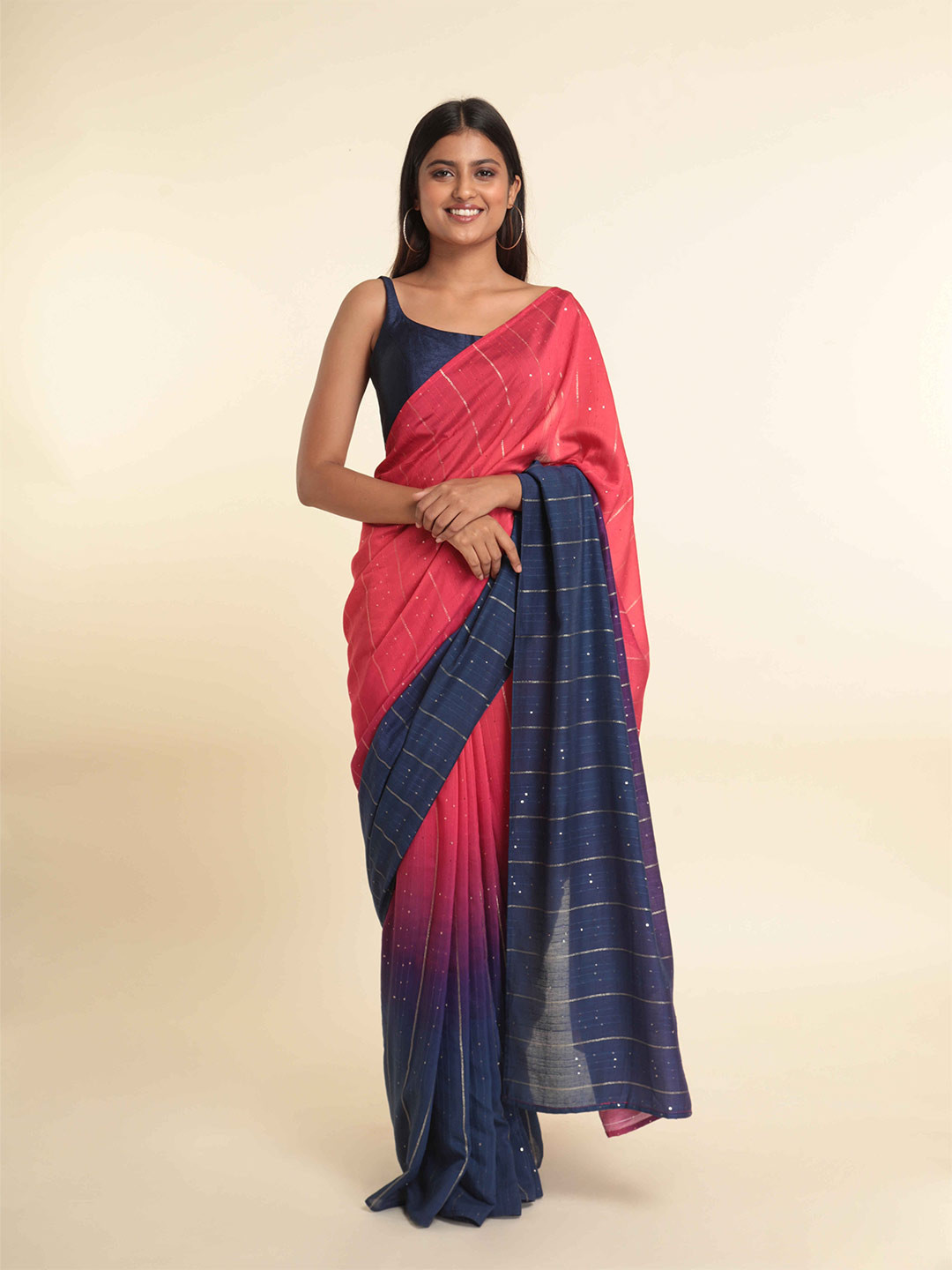 

Suta Red & Blue Embellished Saree