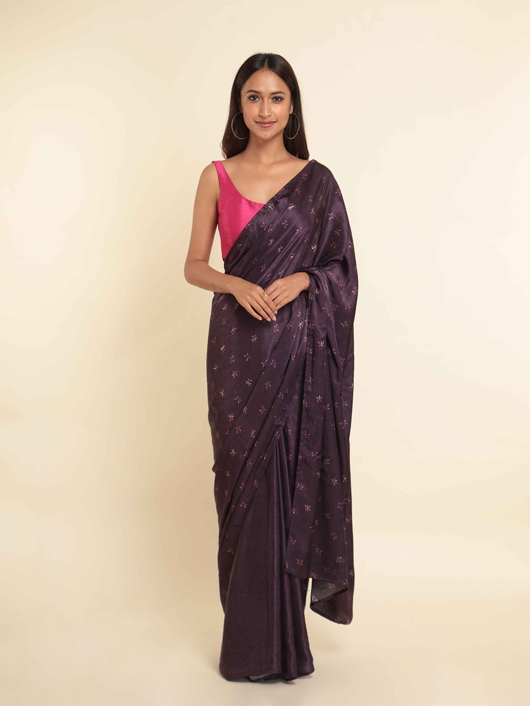 

Suta Purple Floral Printed Saree