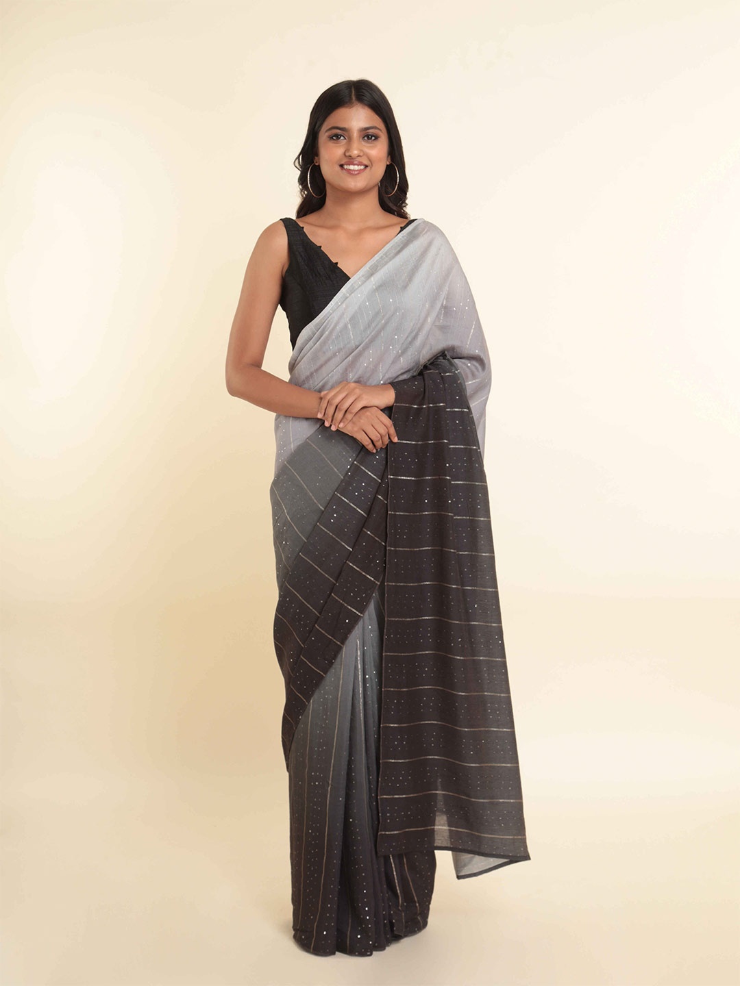 

Suta Black & Grey Embellished Saree