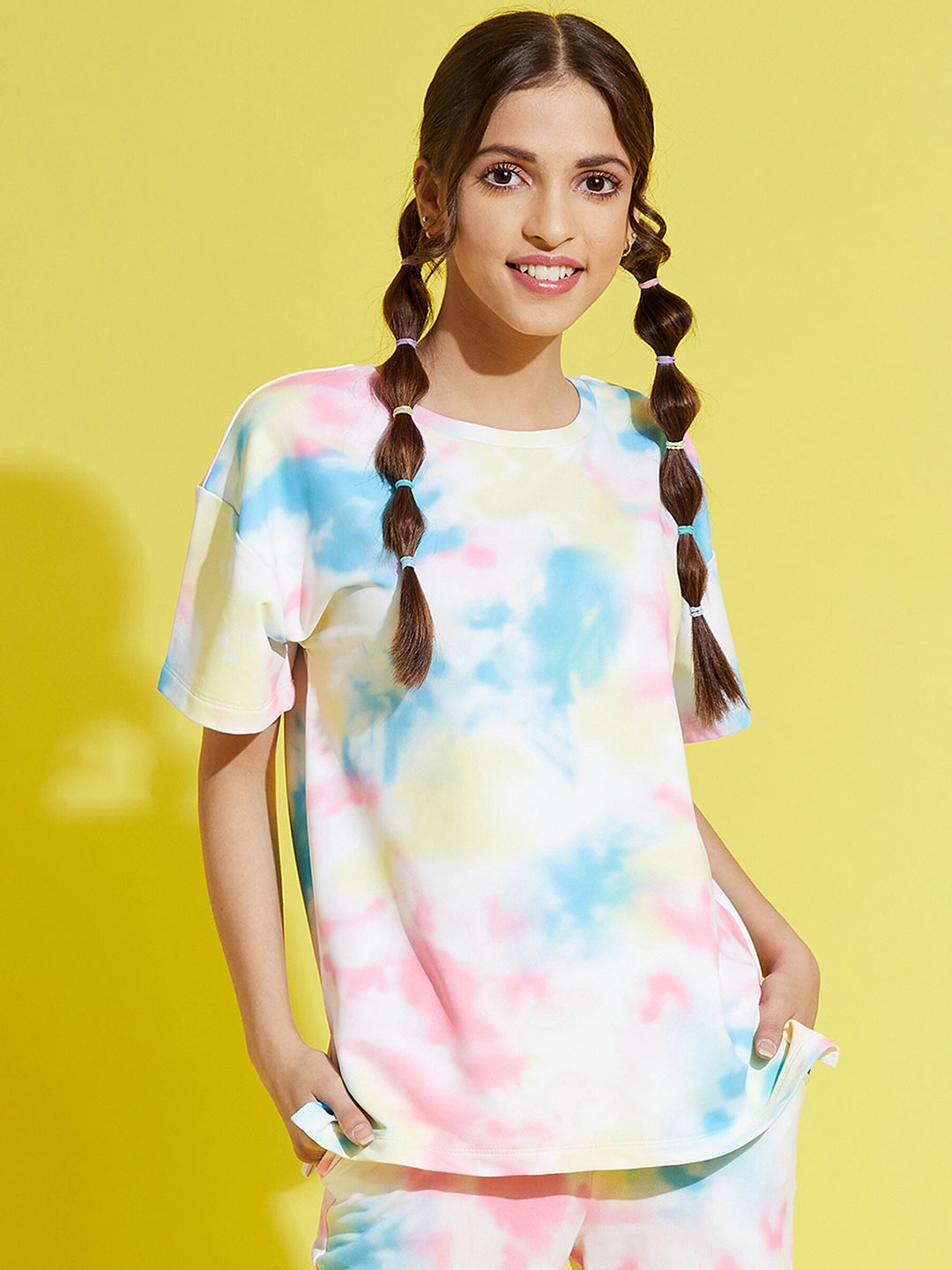 

Noh Voh - SASSAFRAS Kids Girls White Tie and Dye Drop Shoulder T-shirt