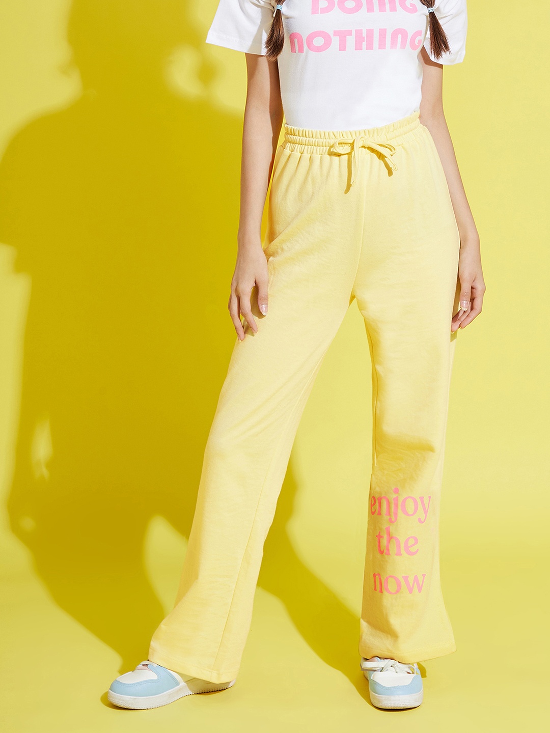 

Noh.Voh - SASSAFRAS Kids Girls Yellow Printed Track Pants