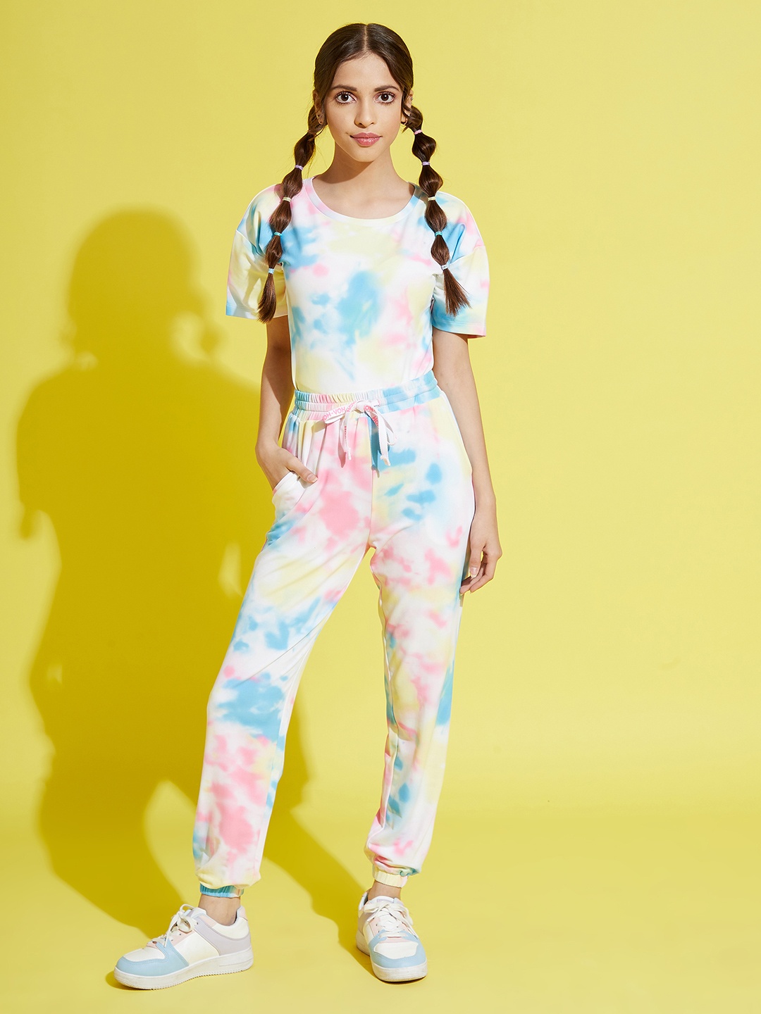 

Noh.Voh - SASSAFRAS Kids Girls White Tie-Dye Joggers Track Pants