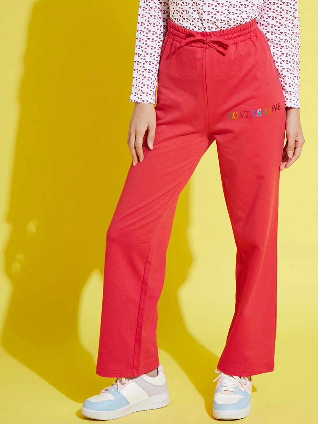 

Noh.Voh - SASSAFRAS Kids Girls Red Solid Track Pants