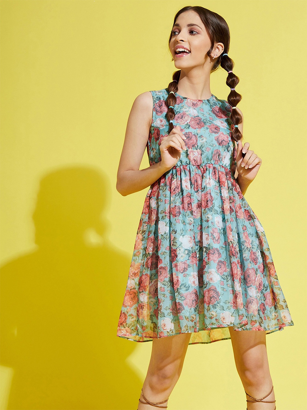 

Noh Voh - SASSAFRAS Girls Sea Green Floral Printed Dress