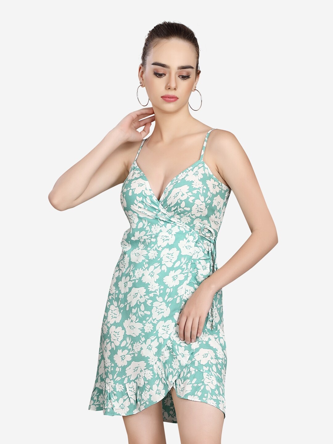 

VASTRADO Green Floral Mini Dress
