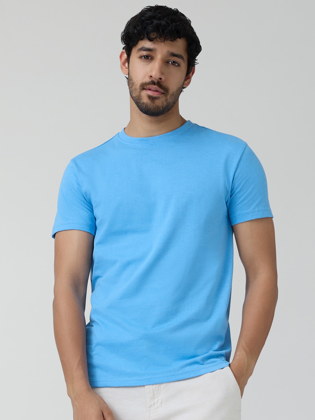 

XYXX Men Blue N9 Silver Finish Solid T-shirts