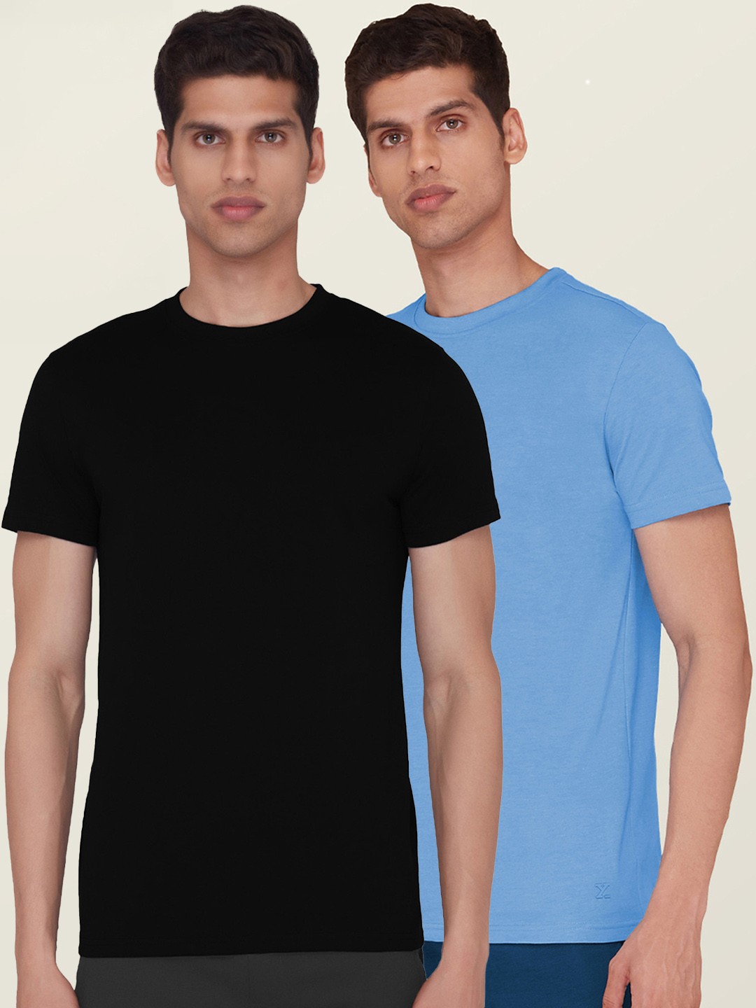 

XYXX Men Pack of 2 N9 Silver Finish Solid Tshirts, Blue