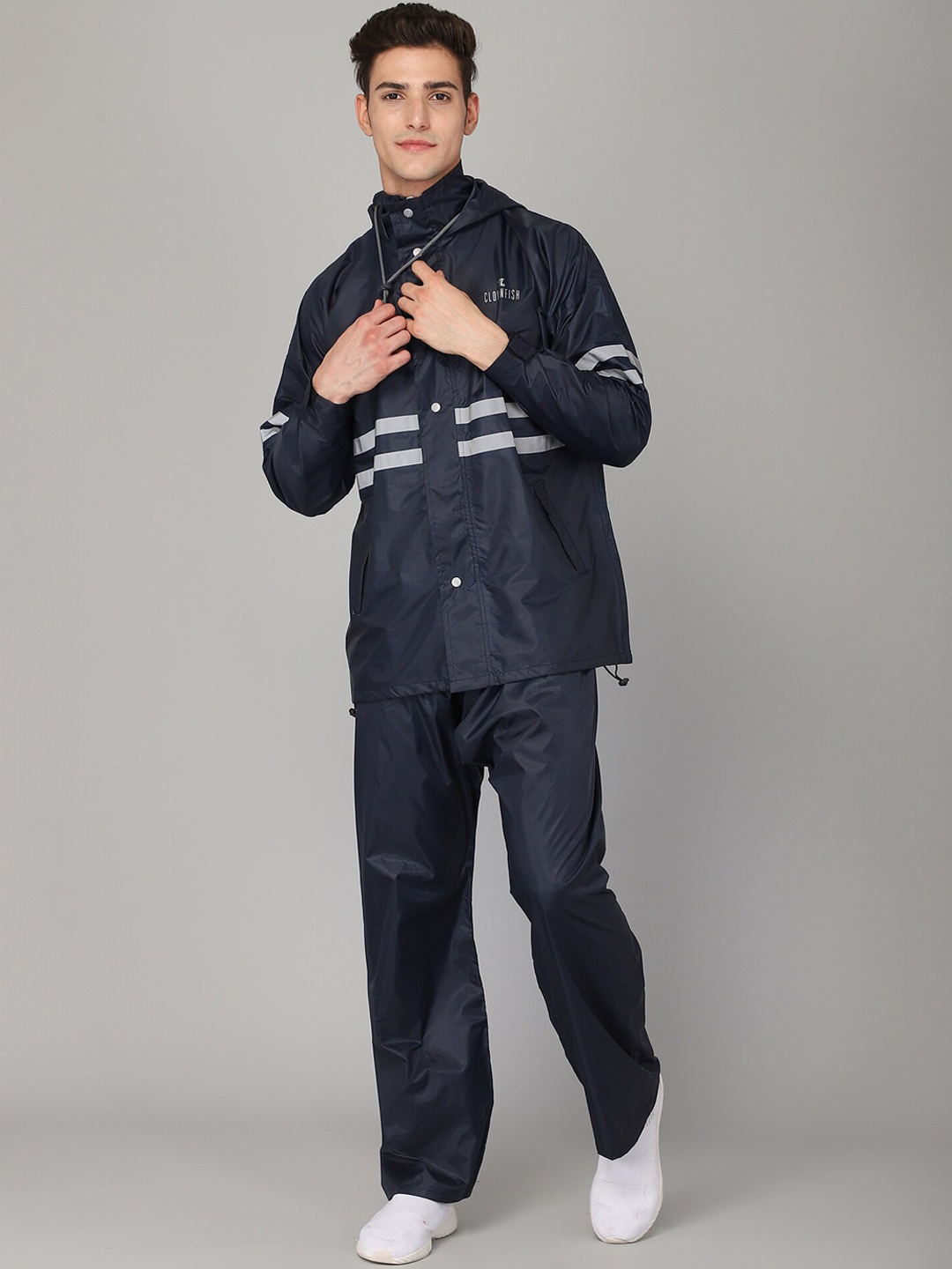 

THE CLOWNFISH Men Blue Solid Waterproof Double Layer Rain Suit